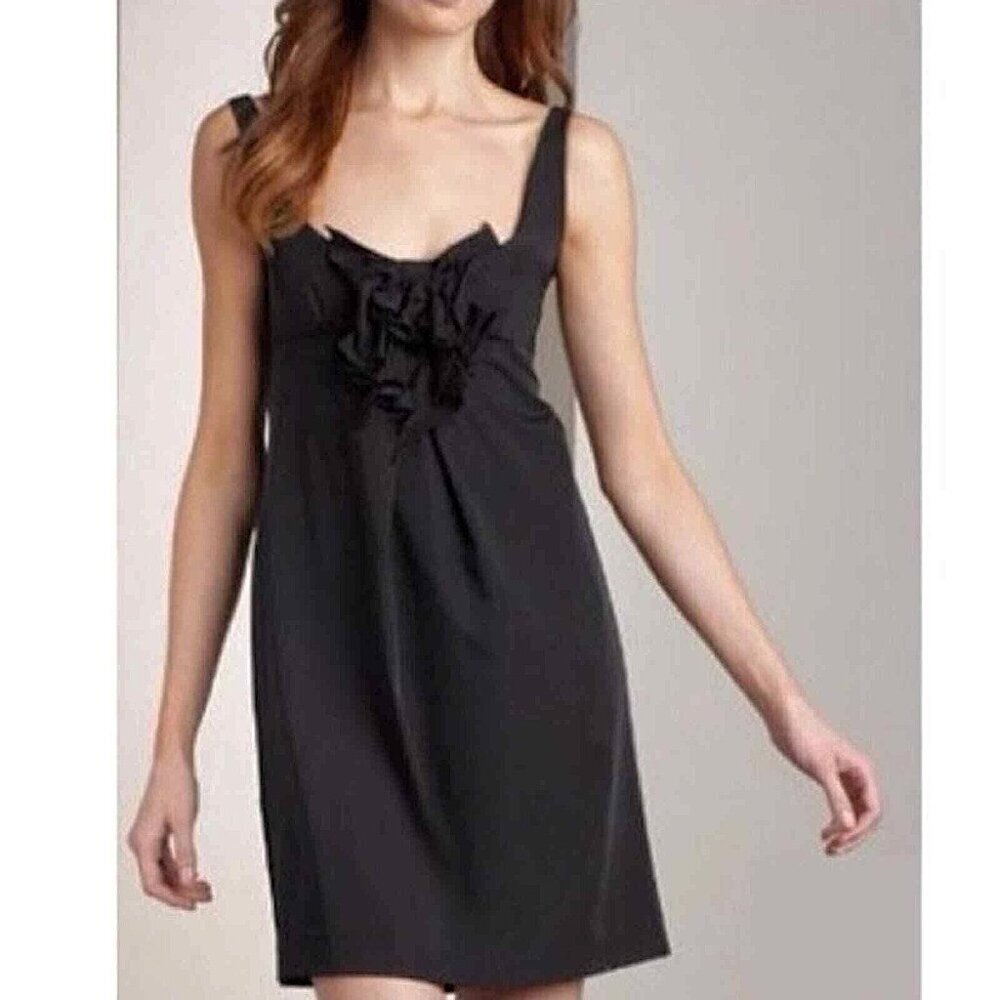 Diane Von Furstenberg DVF - sz 6 - Adelina Ruffle Front Tank Dress in Black